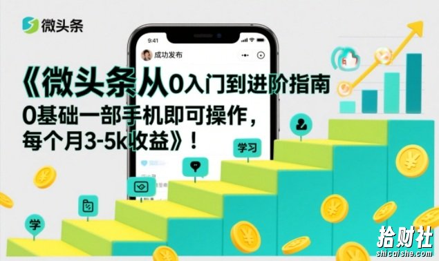 微头条从0入门到进阶指南,0基础一部手机即可操作,每个月3-5k收益