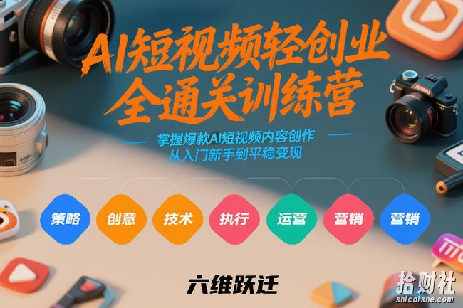AI短视频轻创业全通关训练营，掌握爆款AI短视频内容创作，从入门新手到平稳变现的六维跃迁