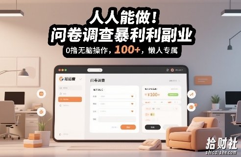 人人能做！问卷调查暴利副业，0撸无脑操作，每天轻松日入100+，懒人专属【揭秘】