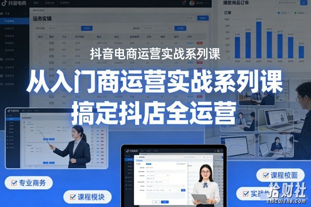 抖音电商运营实战系列课,从入门到精通,搞定抖店全运营