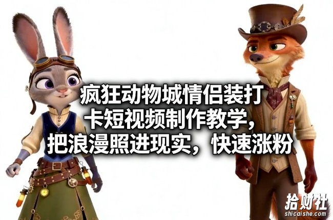 疯狂动物城情侣装打卡短视频制作教学，把浪漫照进现实，快速涨粉