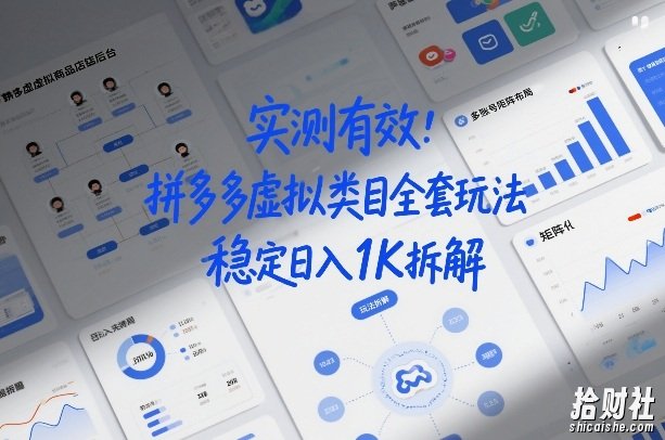实测有效：拼多多虚拟类目全套玩法，矩阵化布局，稳定日入1K拆解【揭秘】