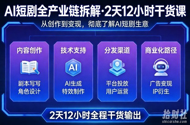 AI短剧全产业链拆解,2天12小时全程干货输出,彻底的了解AI短剧是一门什么生意