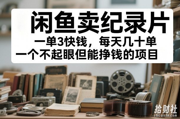 闲鱼卖纪录片,一单3快钱,每天几十单,一个不起眼但能挣钱的项目【揭秘】