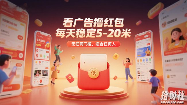 看广告撸红包，每天稳定5-20米，无任何门槛，适合任何人