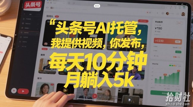 头条号AI托管,我提供视频,你发布,每天10分钟,月躺入5k+【揭秘】
