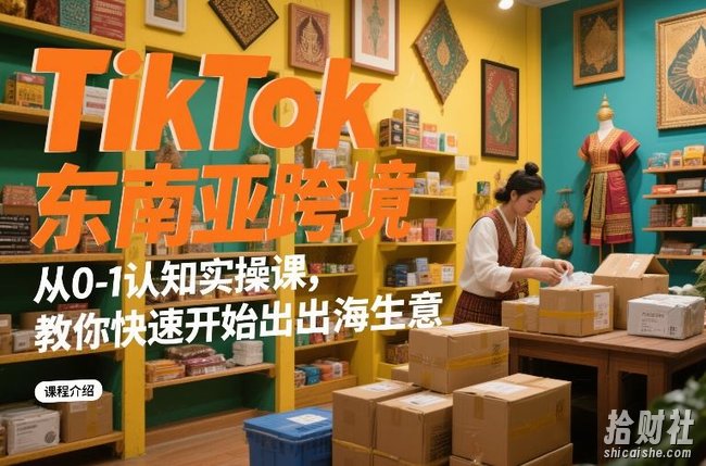 TikTok东南亚跨境从0-1认知实操课,教你快速开始出海生意