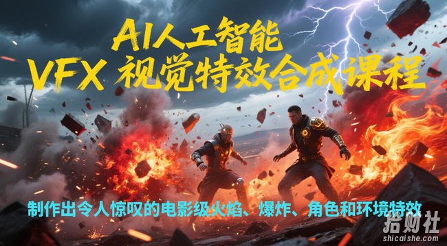 AI人工智能VFX视觉特效合成课程，制作出令人惊叹的电影级火焰、爆炸、角色和环境特效