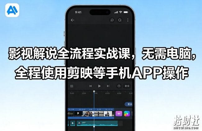 影视解说全流程实战课,无需电脑,全程使用剪映等手机APP操作