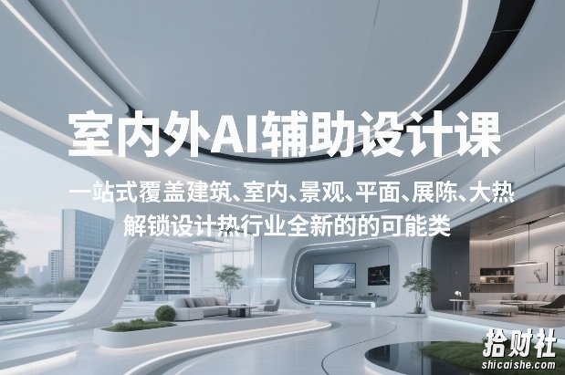 室内外AI设计课,一站式覆盖建筑、室内、景观、平面、展陈五大热门品类,解锁设计行业的全新可能
