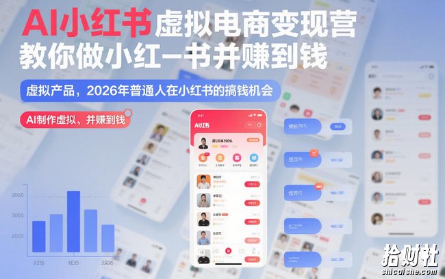 AI小红书虚拟电商变现营，教你做小红书并賺到钱，虚拟产品，2026年普通人在小红书的搞钱机会（完结）