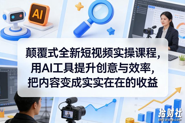 颠覆式全新短视频实操课程,用AI工具提升创意与效率,把内容变成实实在在的收益