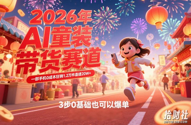 AI童装新春带货赛道，一部手机0成本狂销1.2万件喜提20W+，3步0基础也可以爆单