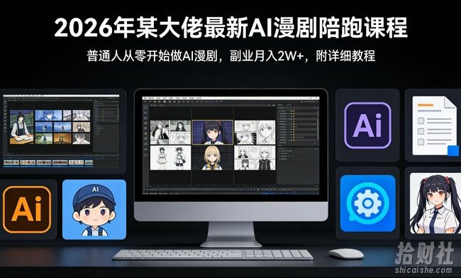 26年某大佬最新Ai漫剧陪跑课程，普通人从零开始做AI漫剧，副业月入2W+