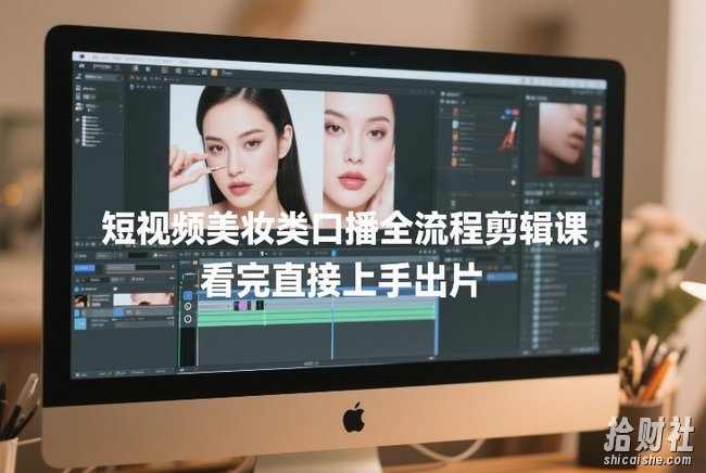 短视频美妆类口播全流程剪辑课，看完直接上手出片
