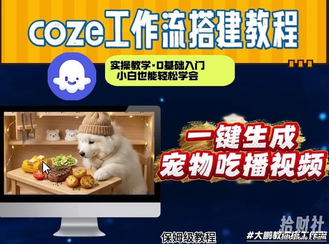通过Coze工作流,制作宠物吃播视频,几分钟制作一个视频,从0到1演示搭建过程