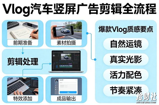 Vlog感觉汽车竖屏广告剪辑脚本全流程,拿捏爆款Vlog质感