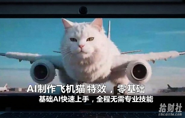 AI制作飞机猫特效,零基础AI快速上手,全程无需专业技能
