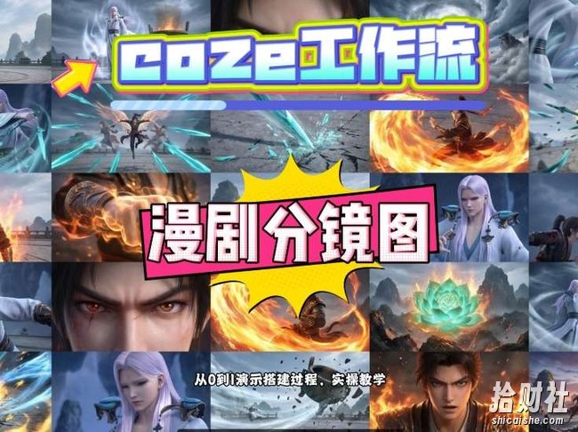 通过Coze工作流，制作《动漫分镜图》，两分钟制作完成25宫格分镜图，从0到1演示搭建过程，实操教学