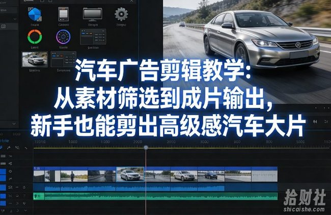 汽车广告剪辑教学:从素材筛选到成片输出,新手也能剪出高级感汽车大片