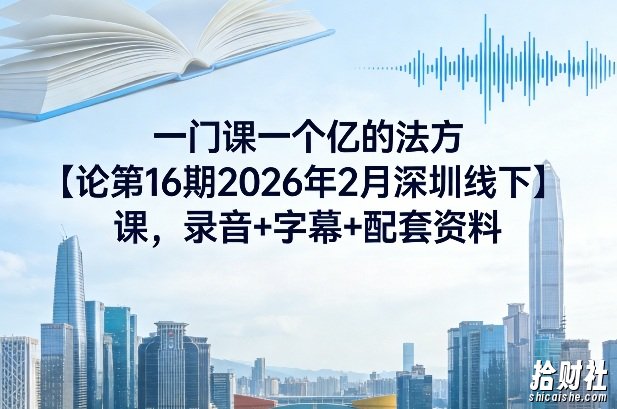 一门课一个亿的法方论第16期2026年2月深圳线下课,录音+字幕+配套资料