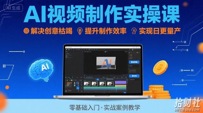 Ai视频制作实操课，解决创意枯竭、效率低下痛点，实现日更量产可持续变现（更新26年3月）