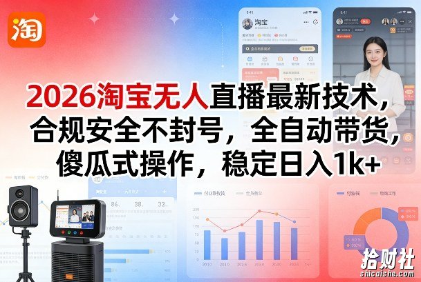 2026淘宝无人直播最新技术,合规安全不封号,全自动带货,傻瓜式操作,稳定日入1k+【揭秘】