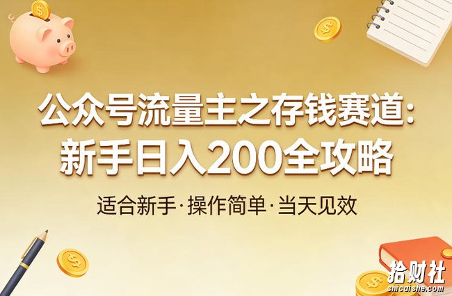 公众号流量主之存钱赛道,贴合当下需求,适合新手,一天收益2张