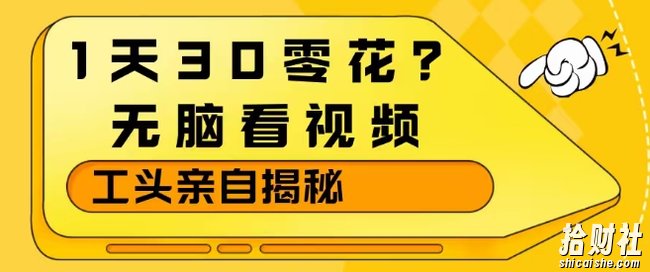 1天30零花?无脑看视频,大佬亲自揭秘