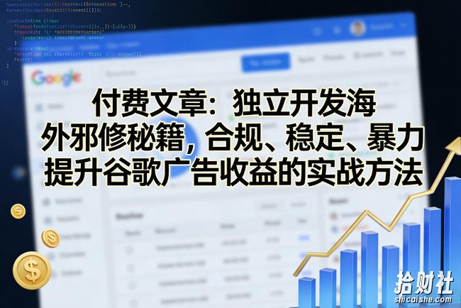 付费文章：独立开发海外邪修秘籍，合规、稳定、暴力提升谷歌广告收益的实战方法
