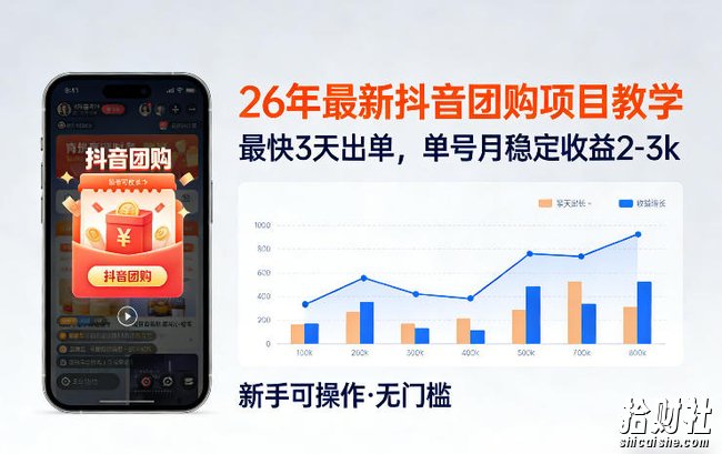 26年最新抖音团购项目教学,0门槛,最快3天出单,单号月稳定收益2-3k(更新3月19日)