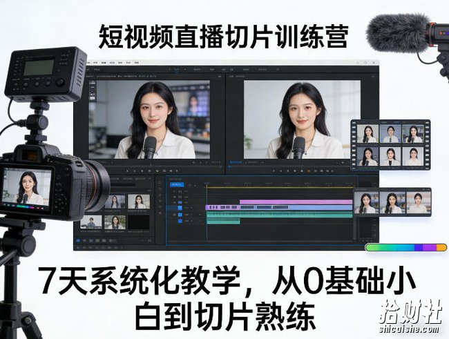 短视频直播切片训练营二期,7天系统化教学,从0基础小白到切片熟练