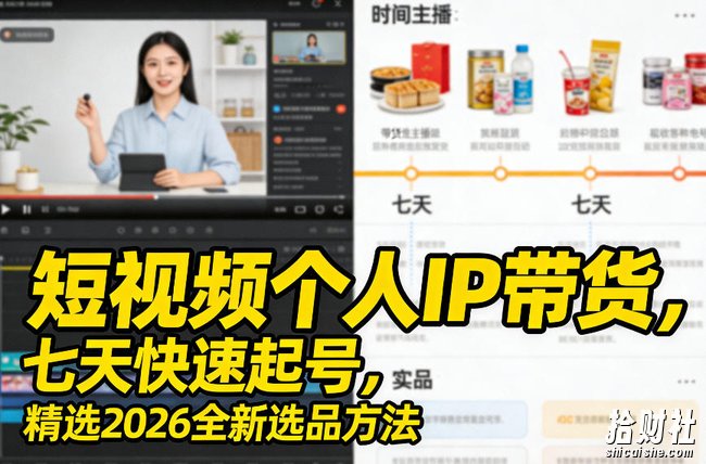 短视频个人IP带货,七天快速起号,精选2026全新选品方法