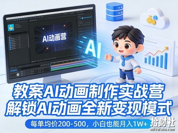 教案AI动画制作实战营,解锁AI动画全新变现模式,每单均价200-500,小白也能月入1W+