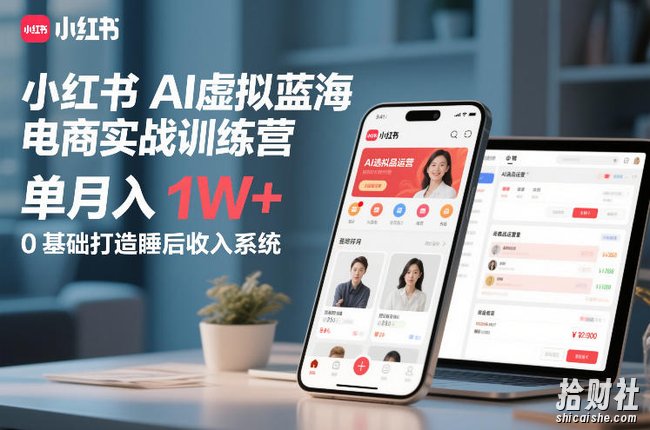 小红书AI虚拟蓝海电商实战训练营,单月入1W+,0基础打造睡后收入系统(更新)