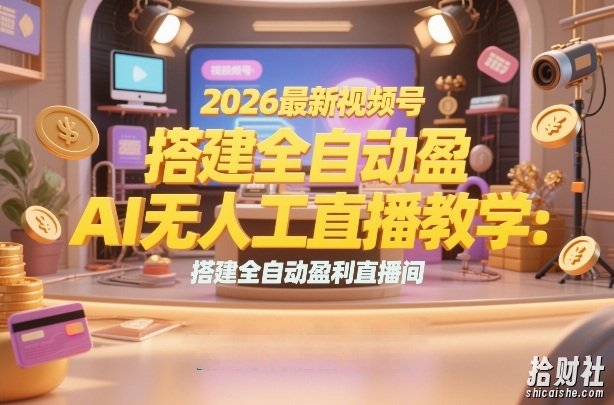 2026最新视频号AI无人直播教学:搭建全自动盈利直播间,低成本开启副业变现