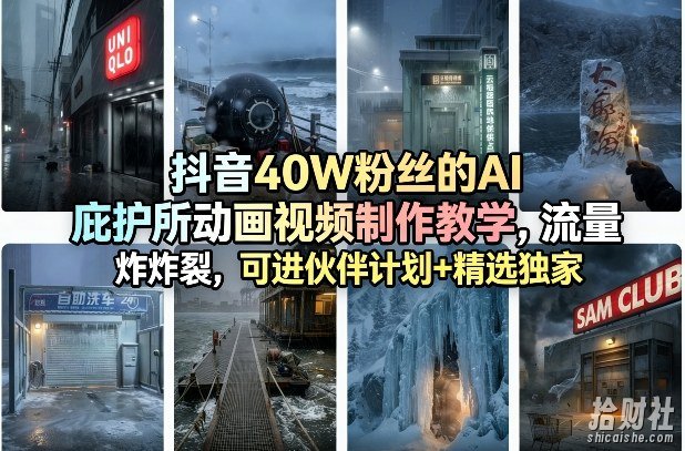 抖音40W粉丝的AI庇护所动画视频制作教学,流量炸裂,可进伙伴计划+精选独家