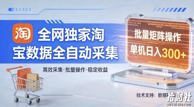 全网独家，淘宝数据全自动采集项目，批量可矩阵，单机轻松日入300【揭秘】