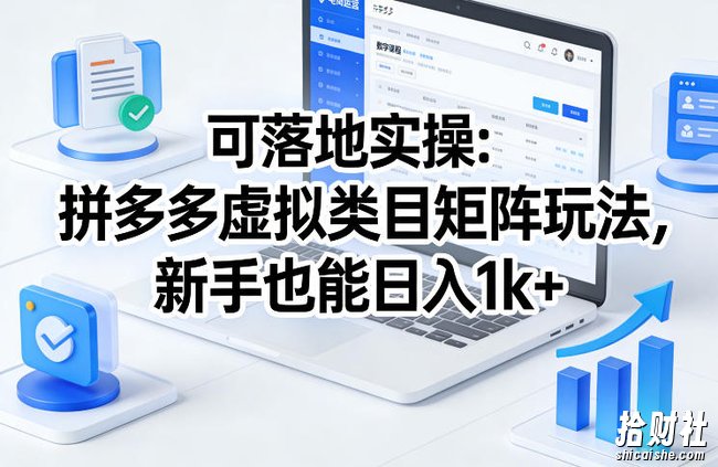 可落地实操:拼多多虚拟类目矩阵玩法,新手也能日入1k+【揭秘】