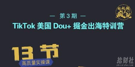 TikTok美国Dou+掘金出海特训营，美国dou+成功投放95%