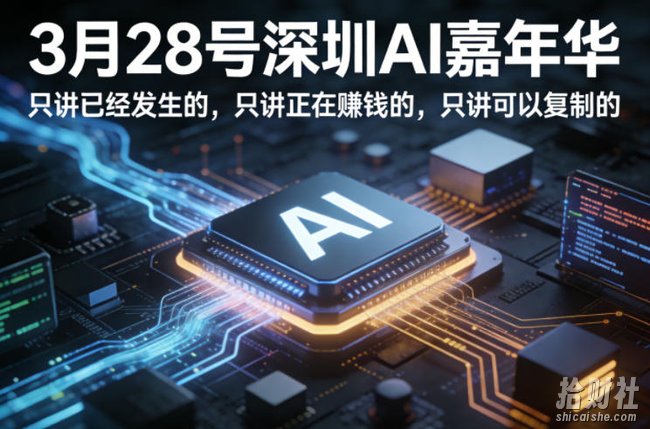 3月28号深圳AI嘉年华,只讲已经发生的,只讲正在賺钱的,只讲可以复制的