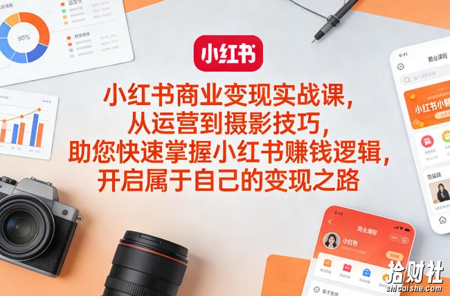小红书商业变现实战课,从运营到摄影技巧,助您快速掌握小红书賺钱逻辑,开启属于自己的变现之路