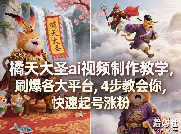 橘天大圣ai视频制作教学,刷爆各大平台,4步教会你,快速起号涨粉