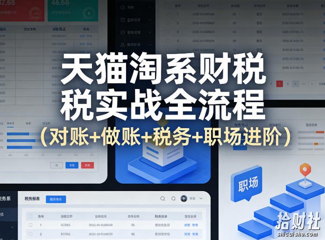 天猫淘系财税实战全流程(对账+做账+税务+职场进阶)