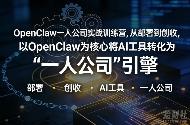OpenClaw小龙虾+一人公司实战训练营，从部署到创收，将AI工具转化为“一人公司”引擎，低成本变现（更新03月）