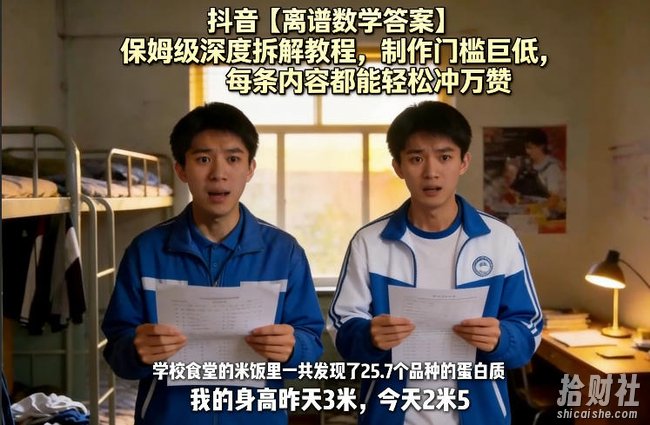 抖音【离谱数学答案】保姆级深度拆解教程，制作门槛巨低，每条内容都能轻松冲万赞，附详细步骤
