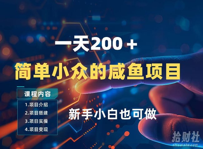 一天收入2张，一个简单小众的咸鱼项目，0门槛小白也能做