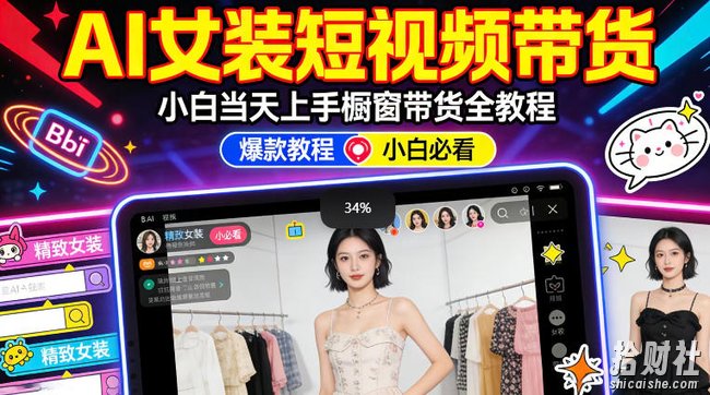 AI女装短视频橱窗带货:小白零门槛当天上手,高佣金爆款轻松賺!