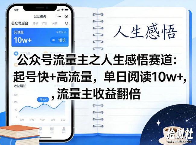 公众号流量主之人生感悟赛道,起号快+高流量,单日阅读10w+,流量主收益翻倍