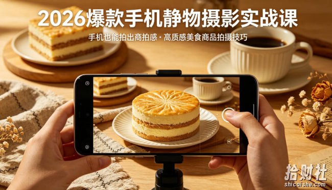 2026爆款手机静物摄影实战课,手机也能拍出商拍感,学会拍出高质感美食商品